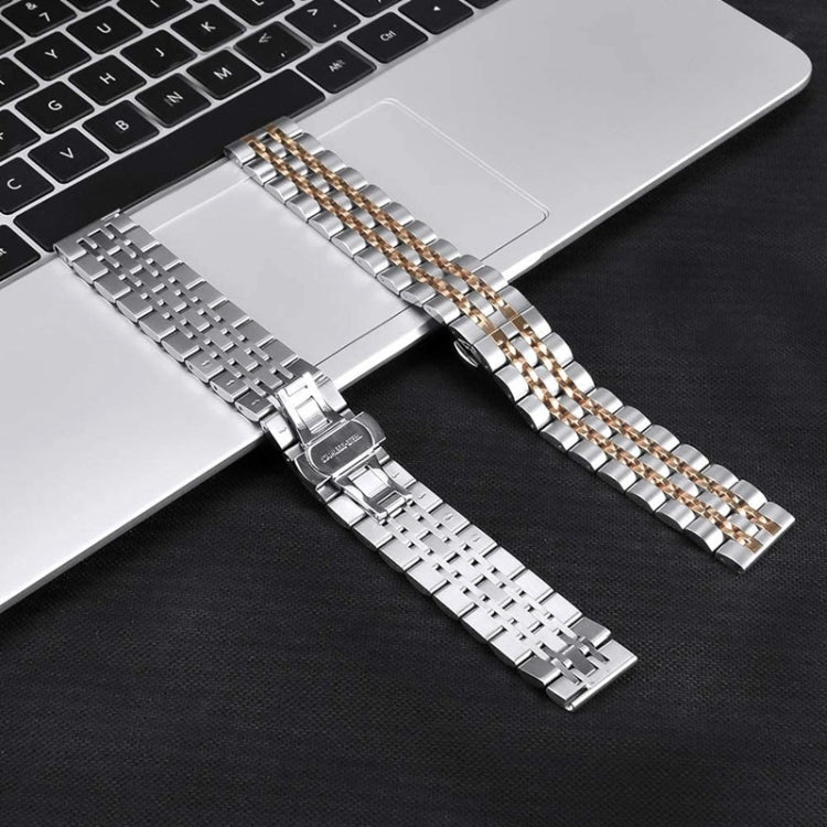 22mm Men Version Seven-beads Steel Watch Band(Black Gold)