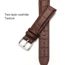 14mm Two-layer Cowhide Leather Bamboo Joint Texture Watch Band(White)
