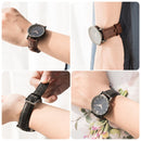 14mm Two-layer Cowhide Leather Bamboo Joint Texture Watch Band(Blue)