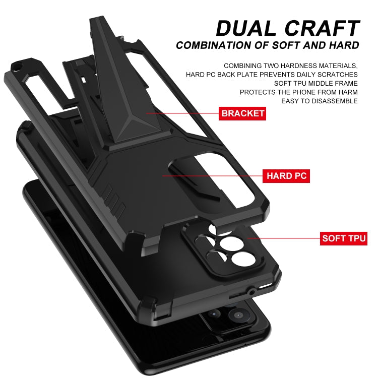 For Samsung Galaxy A52 4G/A52 5G/A52S 5G Super V Armor PC + TPU Shockproof Case with Invisible Holder(Black)