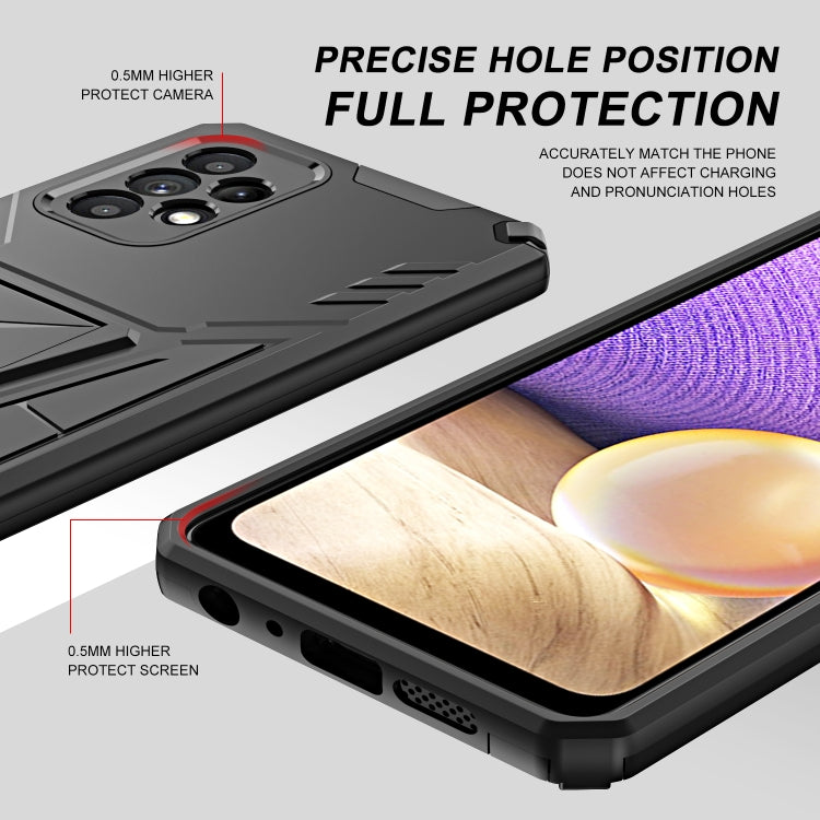 For Samsung Galaxy A52 4G/A52 5G/A52S 5G Super V Armor PC + TPU Shockproof Case with Invisible Holder(Black)
