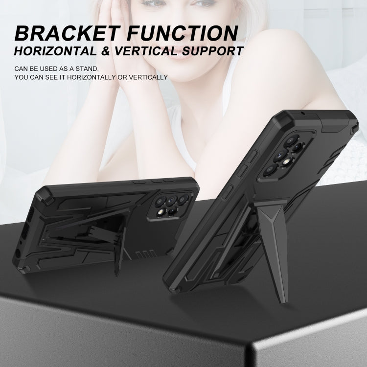 For Samsung Galaxy A52 4G/A52 5G/A52S 5G Super V Armor PC + TPU Shockproof Case with Invisible Holder(Black)