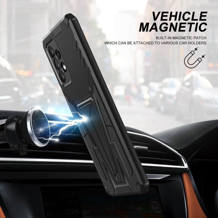 For Samsung Galaxy A52 4G/A52 5G/A52S 5G Super V Armor PC + TPU Shockproof Case with Invisible Holder(Black)