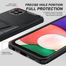 For Samsung Galaxy A22 4G Super V Armor PC + TPU Shockproof Case with Invisible Holder(Black)