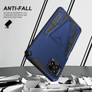 For Samsung Galaxy A22 4G Super V Armor PC + TPU Shockproof Case with Invisible Holder(Blue)