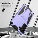 For Samsung Galaxy S21 FE Super V Armor PC + TPU Shockproof Case with Invisible Holder(Purple)