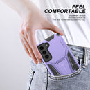 For Samsung Galaxy S21 FE Super V Armor PC + TPU Shockproof Case with Invisible Holder(Purple)