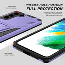 For Samsung Galaxy S21 FE Super V Armor PC + TPU Shockproof Case with Invisible Holder(Purple)