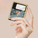 For Samsung Galaxy Z Flip3 5G GKK Floral Pattern Electroplating Painted Glass Case(Floral 01)