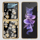 For Samsung Galaxy Z Flip3 5G GKK Floral Pattern Electroplating Painted Glass Case(Floral 03)
