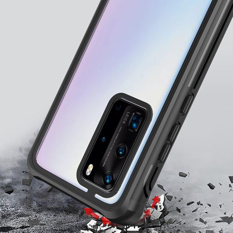 For Huawei P40 Pro Waterproof Dustproof Shockproof Transparent Acrylic Protective Case(Black)