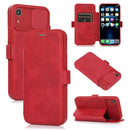 Push Window Double Buckle PU + Silicone Horizontal Flip Leather Case with Holder & Card Slot For iPhone XR(Red)