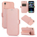Push Window Double Buckle PU + Silicone Horizontal Flip Leather Case with Holder & Card Slot For iPhone XR(Rose Gold)