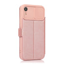 Push Window Double Buckle PU + Silicone Horizontal Flip Leather Case with Holder & Card Slot For iPhone XR(Rose Gold)