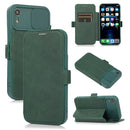 Push Window Double Buckle PU + Silicone Horizontal Flip Leather Case with Holder & Card Slot For iPhone XR(Green)