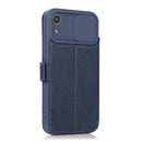 Push Window Double Buckle PU + Silicone Horizontal Flip Leather Case with Holder & Card Slot For iPhone XR(Blue)