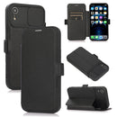 Push Window Double Buckle PU + Silicone Horizontal Flip Leather Case with Holder & Card Slot For iPhone XR(Black)