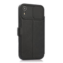 Push Window Double Buckle PU + Silicone Horizontal Flip Leather Case with Holder & Card Slot For iPhone XR(Black)