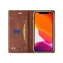 For iPhone 11 Pro LC.IMEEKE LC-001 Series PU + TPU Color Matching Frosted Horizontal Flip Leather Case with Holder & Card Slot(Brown)