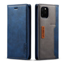 For iPhone 11 Pro Max LC.IMEEKE LC-001 Series PU + TPU Color Matching Frosted Horizontal Flip Leather Case with Holder & Card Slot(Blue)