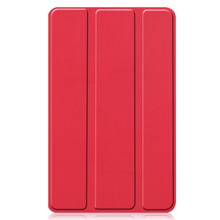 For Lenovo Tab M7 3rd Gen Custer Texture Horizontal Flip Leather Case with Three-folding Holder(Red)