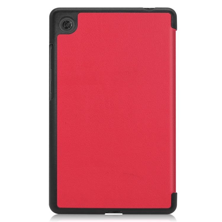 For Lenovo Tab M7 3rd Gen Custer Texture Horizontal Flip Leather Case with Three-folding Holder(Red)