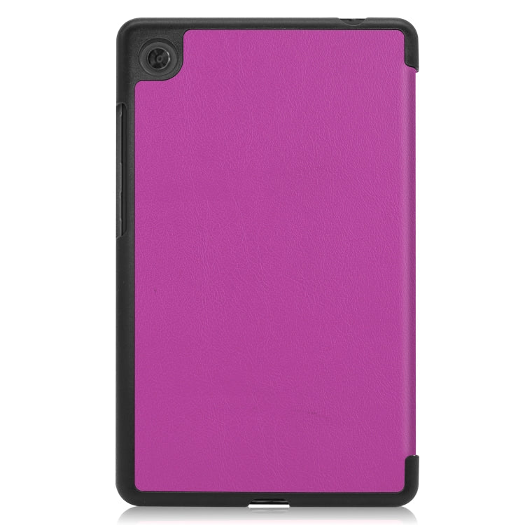 For Lenovo Tab M7 3rd Gen Custer Texture Horizontal Flip Leather Case with Three-folding Holder(Purple)