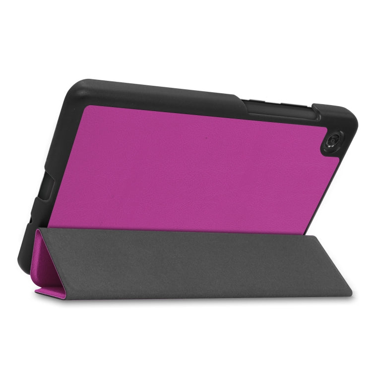 For Lenovo Tab M7 3rd Gen Custer Texture Horizontal Flip Leather Case with Three-folding Holder(Purple)