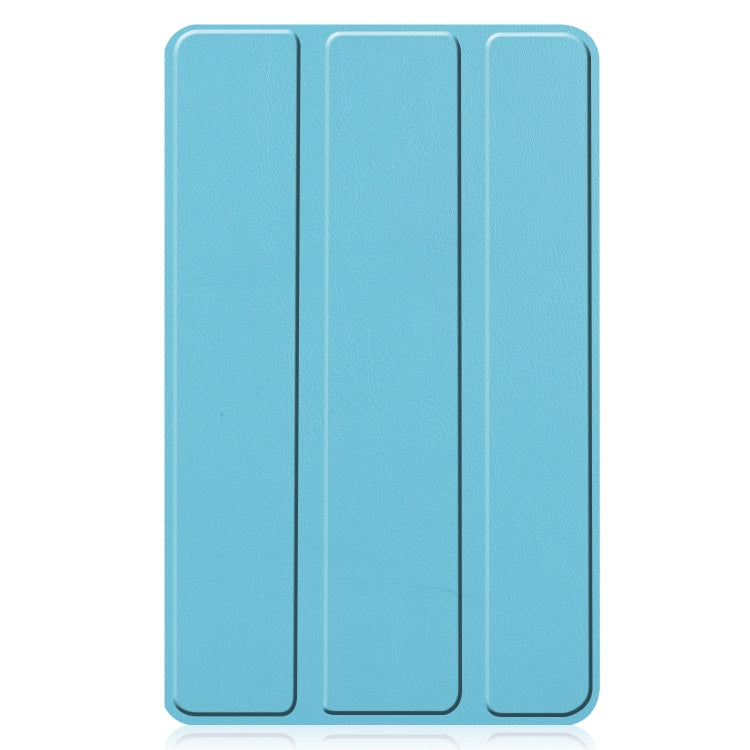 For Lenovo Tab M7 3rd Gen Custer Texture Horizontal Flip Leather Case with Three-folding Holder(Sky Blue)