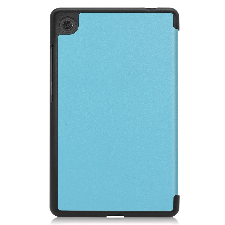 For Lenovo Tab M7 3rd Gen Custer Texture Horizontal Flip Leather Case with Three-folding Holder(Sky Blue)
