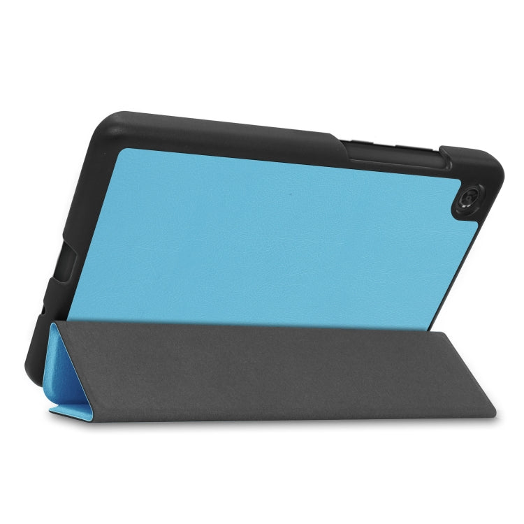 For Lenovo Tab M7 3rd Gen Custer Texture Horizontal Flip Leather Case with Three-folding Holder(Sky Blue)