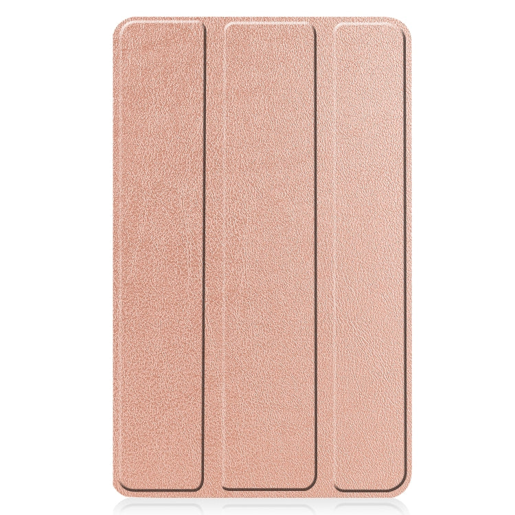 For Lenovo Tab M7 3rd Gen Custer Texture Horizontal Flip Leather Case with Three-folding Holder(Rose Gold)