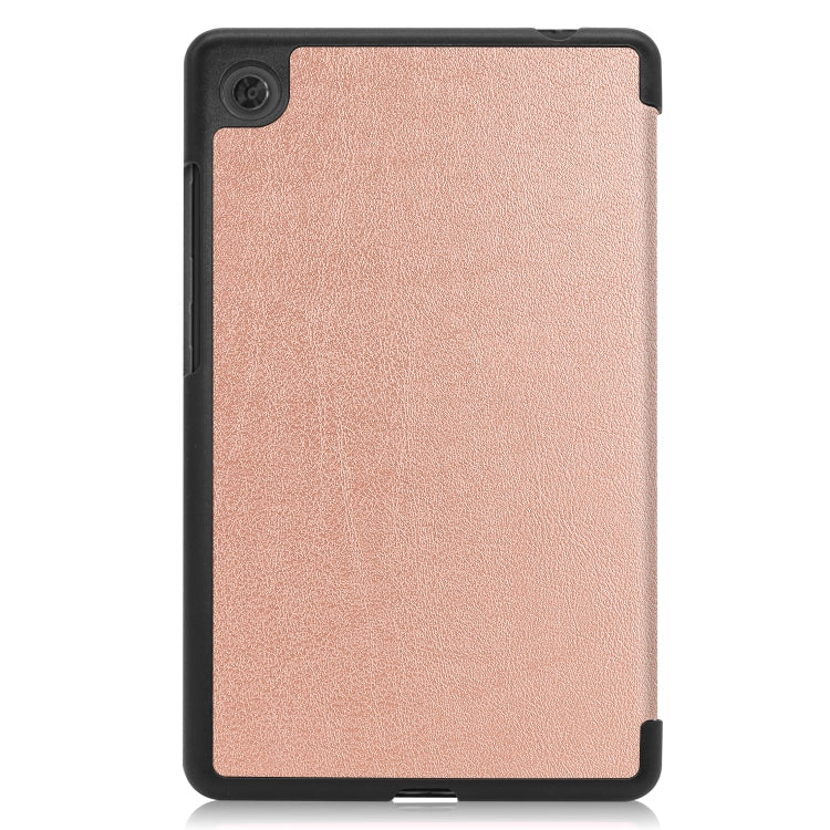 For Lenovo Tab M7 3rd Gen Custer Texture Horizontal Flip Leather Case with Three-folding Holder(Rose Gold)