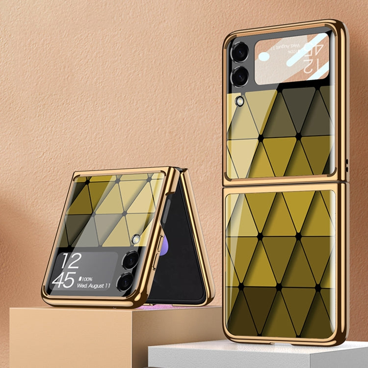 For Samsung Galaxy Z Flip3 5G GKK Electroplating Painted Glass Case(Diamond Yellow)