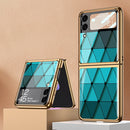 For Samsung Galaxy Z Flip3 5G GKK Electroplating Painted Glass Case(Diamond Blue)