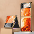 For Samsung Galaxy Z Flip3 5G GKK Electroplating Painted Glass Case(Agate Red)