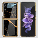 For Samsung Galaxy Z Flip3 5G GKK Electroplating Painted Glass Case(Gold Thread Yellow)