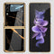For Samsung Galaxy Z Flip3 5G GKK Electroplating Painted Glass Case(Gold Thread Yellow)
