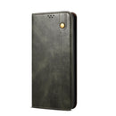 For OPPO Realme C21Y Simple Wax Crazy Horse Texture Horizontal Flip Leather Case with Card Slots & Holder(Dark Green)