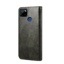 For OPPO Realme C21Y Simple Wax Crazy Horse Texture Horizontal Flip Leather Case with Card Slots & Holder(Dark Green)