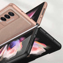 For Samsung Galaxy Z Fold3 5G GKK Ultra-thin Shockproof Leather Protective Case, with Holder(Limited White)