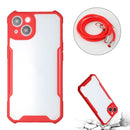 Acrylic + Color TPU Shockproof Case with Neck Lanyard For iPhone 13 mini(Red)