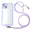 Acrylic + Color TPU Shockproof Case with Neck Lanyard For iPhone 13 mini(Purple)