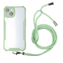 Acrylic + Color TPU Shockproof Case with Neck Lanyard For iPhone 13 mini(Avocado Green)