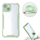 Acrylic + Color TPU Shockproof Case with Neck Lanyard For iPhone 13 mini(Avocado Green)