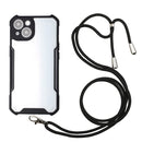 Acrylic + Color TPU Shockproof Case with Neck Lanyard For iPhone 13 mini(Black)