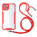 Acrylic + Color TPU Shockproof Case with Neck Lanyard For iPhone 13(Red)