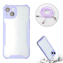 Acrylic + Color TPU Shockproof Case with Neck Lanyard For iPhone 13(Purple)