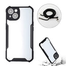 Acrylic + Color TPU Shockproof Case with Neck Lanyard For iPhone 13(Black)