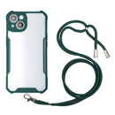 Acrylic + Color TPU Shockproof Case with Neck Lanyard For iPhone 13(Dark Green)